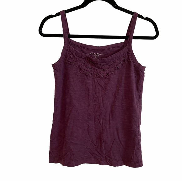 Eddie Bauer Purple Tank Top with Lace Applique Size Small - Picture 1 of 8